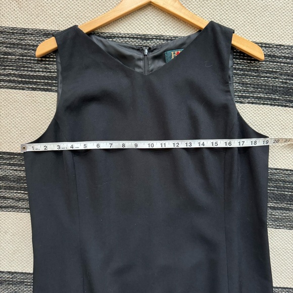HW New York Womens Black Short Sleeve V-Neck Wool Sheath Midi Dress Size‎ 14 - Picture 8 of 12